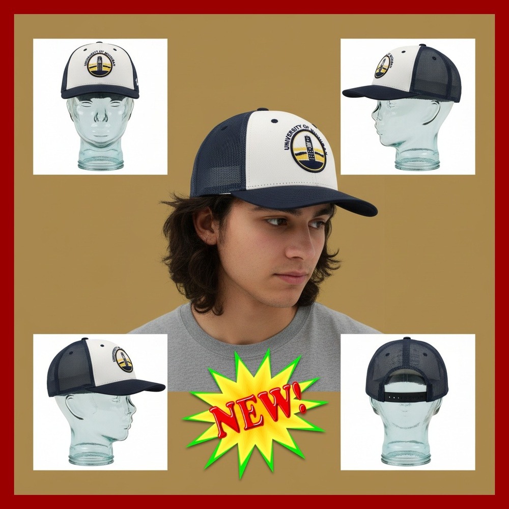 Michigan Wolverines Hat Trucker Cap Snapback NCAA Navy White‎ Mesh Z Hats